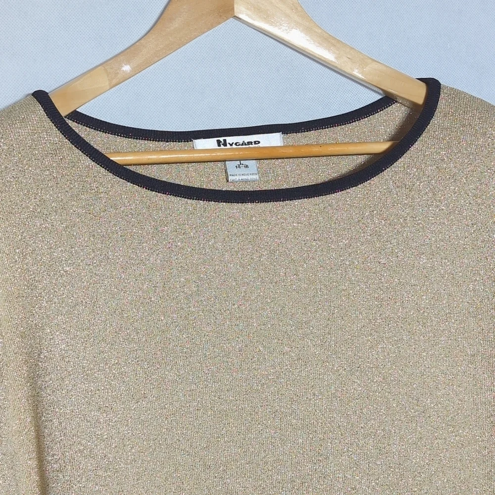 Peter Nygard Collection Sz L Gold Metallic Long Sleeve Sweater